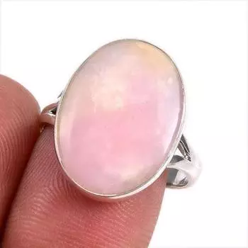 Натуральный розовый опал драгоценный камень 925 цельное стерлинговое серебро ювелирное кольцо размер 8.5 M0n90