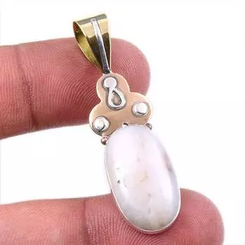 Натуральный розовый опал, драгоценный камень 925 пробы, двухцветный кулон из стерлингового серебра 1,75 дюйма i2B24
