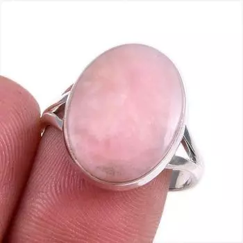 Натуральный розовый опал драгоценный камень 925 цельное стерлинговое серебро ювелирное кольцо размер 8.5 A4z59