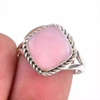 Натуральный розовый опал, драгоценный камень, стерлинговое серебро 925 пробы, размер ювелирного кольца 8,5 w6a42