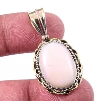 Натуральный розовый опал, двухцветный кулон из стерлингового серебра 925 пробы, размер 1,50 дюйма, c7G57