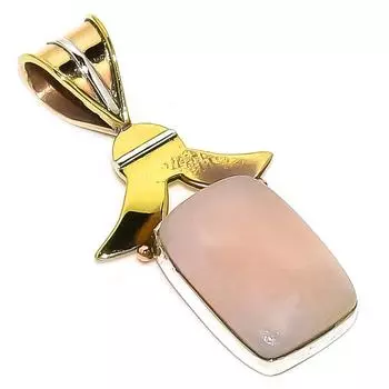 Натуральный розовый опал, двухцветный кулон из стерлингового серебра 925 пробы, 1,75 дюйма, V1Y97