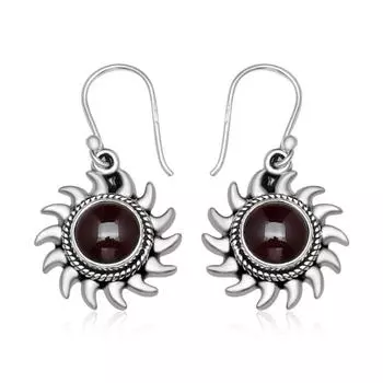 Натуральный розовый рубеллит, 8 мм, круглый драгоценный камень, стерлинговое серебро 925 пробы, висячие серьги в стиле бохо с подвесками от солнца для женщин и девочек