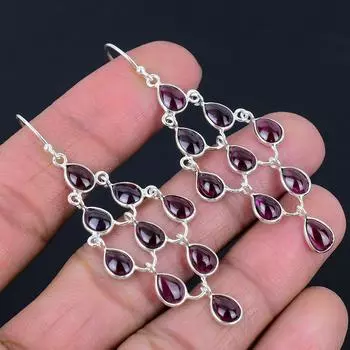 Натуральный розовый рубеллит, серьги из твердого серебра 925 пробы, серьги-капли ручной работы, висячие серьги, ювелирные изделия, подарок на день Святого Валентина для нее розовый