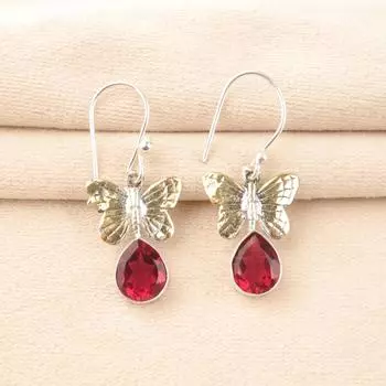 Натуральный розовый рубеллит, серебро 925 пробы, серьги-крючки ручной работы 1,3 EE-155-4