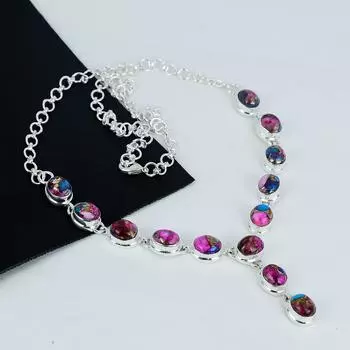 Натуральный розовый шипастый устричный камень Kingman, ручная работа, серебряное ожерелье 925 пробы, серебряное ожерелье с шипастым устричным камнем для жены, ожерелье унисекс, 20 розовый