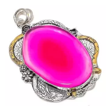 Натуральный розовый солнечный кварцевый камень, двухцветный кулон из стерлингового серебра 925 пробы, 2,84 дюйма, f8V94