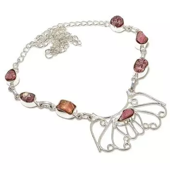 Натуральный розовый турмалин, подарочное ожерелье из стерлингового серебра 925 пробы, 18 дюймов, c9a70