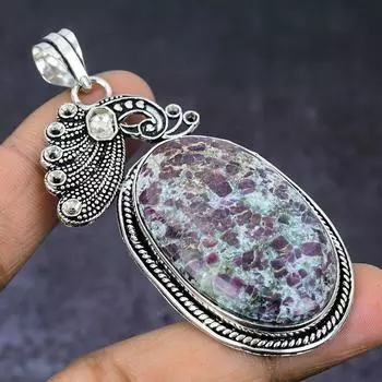 Натуральный рубин, фуксит, драгоценный камень 925 пробы, серебряный ювелирный кулон 2,88 дюйма, Y3y16