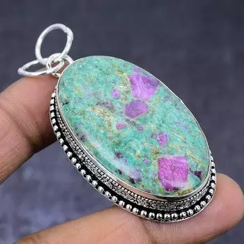 Натуральный рубин, фуксит, драгоценный камень 925 пробы, серебряный ювелирный кулон 2,48 дюйма, D5d34