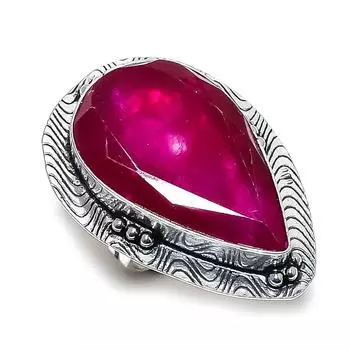 Натуральный Рубин(Смоделированный) Ювелирное кольцо из стерлингового серебра 925 пробы с драгоценным камнем, размер 7,5 b7S76