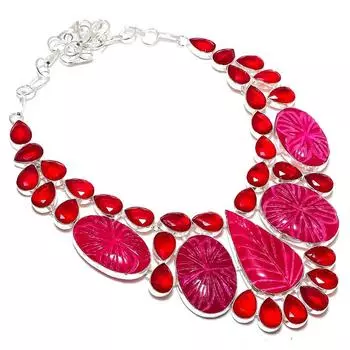 Натуральный Рубин(Смоделированный), Ювелирное ожерелье из стерлингового серебра 925 пробы с гранатом 18 дюймов t4K38