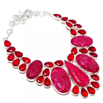 Натуральный Рубин(Смоделированный), Ювелирное ожерелье из стерлингового серебра 925 пробы оникс 18 дюймов z2e06