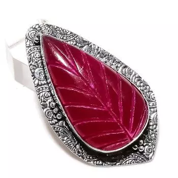 Ювелирная подвеска из стерлингового серебра 925 пробы с натуральным драгоценным камнем рубином 2,36 дюйма j9k50