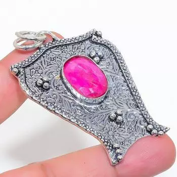 Натуральный Рубин(Смоделированный) Подвеска из стерлингового серебра 925 пробы с драгоценными камнями 2,56 дюйма R0E60