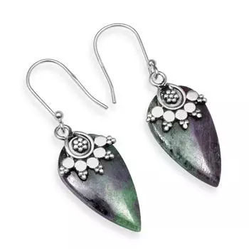 Натуральный рубин зоизит, драгоценный камень, стерлинговое серебро 925 пробы, серьги ручной работы в форме груши с подвесками для женщин и девочек