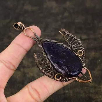 Натуральный русский чароит, драгоценный камень, медная проволока, подарочная подвеска 3,94 дюйма, l6J91