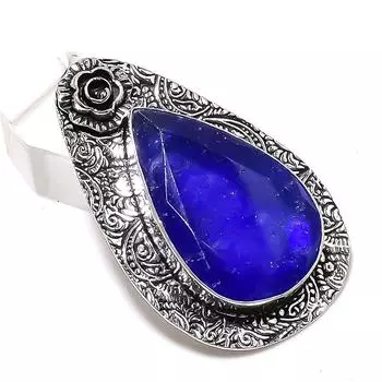 Натуральный сапфир(Смоделированный) Ювелирная подвеска из стерлингового серебра 925 пробы 2,05 дюйма p2j30