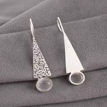 Натуральный Селенит Драгоценный Камень 925 Стерлинговое Серебро Ювелирные Изделия Ручной Работы Серьги 1.9 EE-165-39