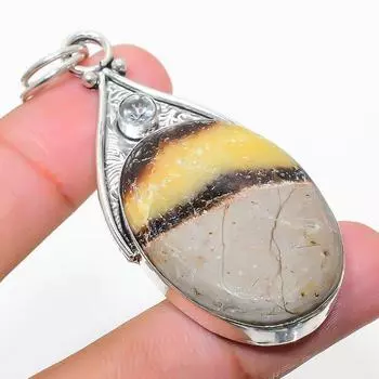 Натуральный септерианский камень, белый топаз, подвеска из стерлингового серебра 925 пробы, 2,60 дюйма, M5j76