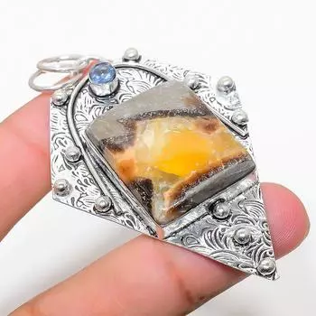 Натуральный септерианский камень, белый топаз, подвеска из стерлингового серебра 925 пробы, 2,88 дюйма m7V97