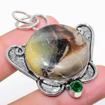 Натуральный септерианский камень, диопсид, подарочная подвеска из стерлингового серебра 925 пробы 2,05 дюйма w6u52