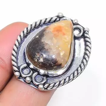 Натуральный септерианский камень драгоценный камень 925 стерлингового серебра ювелирное кольцо размер 5 R1H92