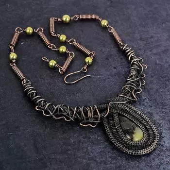 Натуральный септерианский камень драгоценный камень медная проволока ожерелье ювелирное 18 B3O98