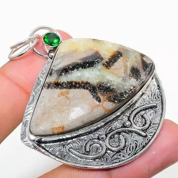 Натуральный септерианский камень, драгоценный камень перидот, подвеска из стерлингового серебра 925 пробы, 2,44 дюйма, M6M15