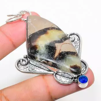 Натуральный септерианский камень, голубой топаз, подвеска из стерлингового серебра 925 пробы, 2,96 дюйма u4a66