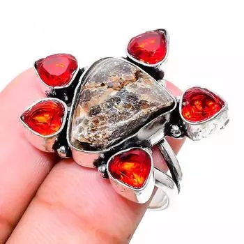 Натуральный септерианский камень, гранат, кольцо из стерлингового серебра 925 пробы, размер 6 z2G95