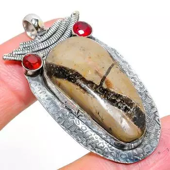 Натуральный септерианский камень, гранат, подвеска из стерлингового серебра 925 пробы, 2,05 дюйма, B9l17