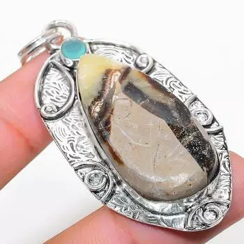 Натуральный септерианский камень, халцедон, подвеска из стерлингового серебра 925 пробы 2,68 дюйма j0u06