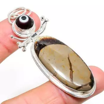 Натуральный септерийский камень, драгоценный камень сглаза, подвеска из стерлингового серебра 925 пробы, 2,96 дюйма, z6F25
