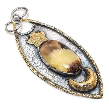 Натуральный септерийский камень, двухцветный кулон из стерлингового серебра 925 пробы, размер 3,27 дюйма, N9L58