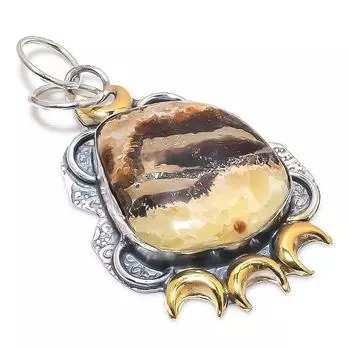 Натуральный септерийский камень, двухцветный кулон из стерлингового серебра 925 пробы, 2,29 дюйма, w6P76