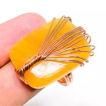 Натуральный септерийский нудальный драгоценный камень, кольцо ручной работы из медной проволоки, размер 8 H6L41