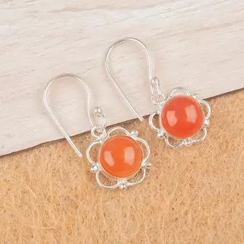 Натуральный сердолик драгоценный камень 925 стерлинговое серебро ювелирные серьги подарок для мамы EE-56-31