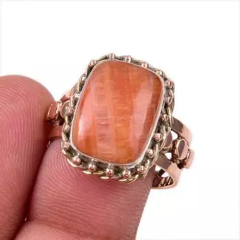 Натуральный сердолик, двухцветное кольцо из чистого серебра 925 пробы, размер 9 L5v48