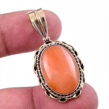 Натуральный сердолик, двухцветный кулон из стерлингового серебра 925 пробы, размер 1,50 дюйма, J7D91