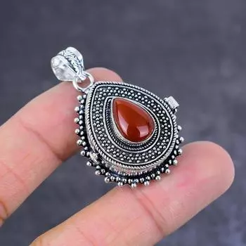 Натуральный Сердолик ручной работы из стерлингового серебра 925 пробы Ювелирные изделия Подвеска Яд 1,77 дюйма r7l39