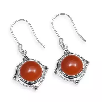 Натуральный сердолик, стерлинговое серебро 925 пробы, серьги ручной работы круглой формы для женщин и девочек оранжевый