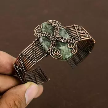 Натуральный серфанит, драгоценный камень, браслет ручной работы из медной проволоки, регулируемый v4F45