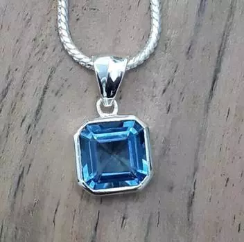 Натуральный Аквамарин Драгоценный Камень Ручной Работы Капля Солитер Свадебный Подарочный Подвеска L синий