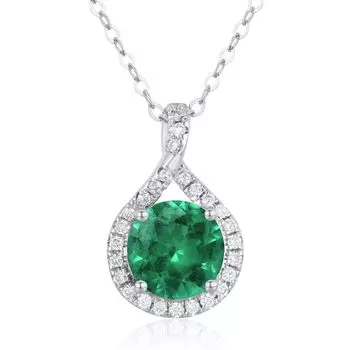 Натуральный сертифицированный зеленый изумрудный драгоценный камень кулон 925 стерлинговое серебро ожерелье капля зеленый изумруд кулон Small серебряный/зелёный