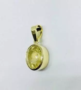 Натуральный сертифицированный желтый сапфир/кулон с астрологическим драгоценным камнем Пухрадж 925