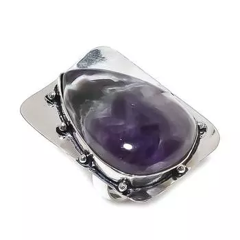 Натуральный шалфей аметист драгоценный камень 925 стерлингового серебра ювелирное кольцо размер 6 n5S78
