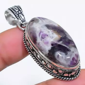Натуральный шалфейный аметист, драгоценный камень 925 пробы, серебряный ювелирный кулон 2,17 дюйма d4b46