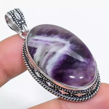 Натуральный шалфейный аметист, драгоценный камень 925 пробы, серебряный ювелирный кулон 2,29 дюйма z2Y65