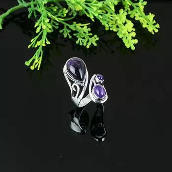 Натуральный шалфейный аметист драгоценный камень 925 стерлингового серебра подарочное кольцо размер 9.5 E6P68